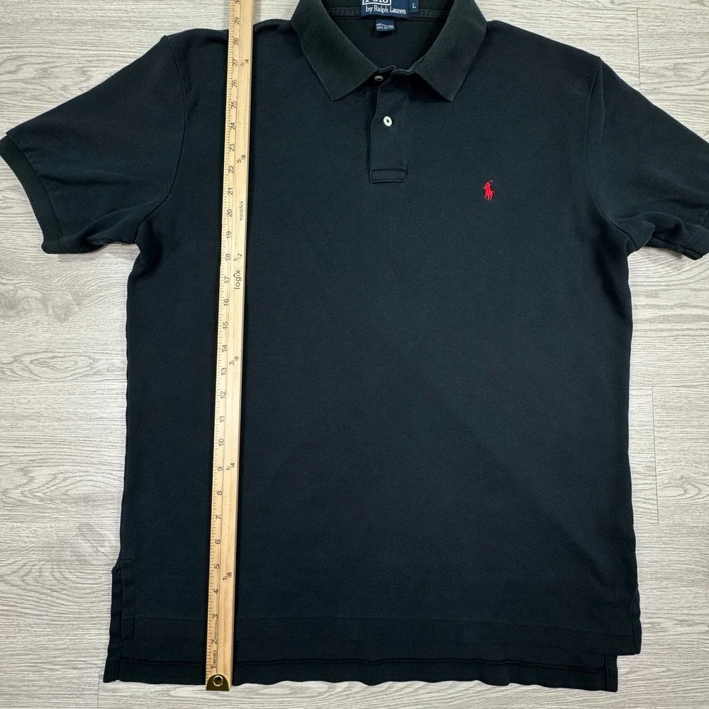 Polo Ralph Lauren Mens Polo Shirt Classic Fit Black Large Red Pony Logo Cotton